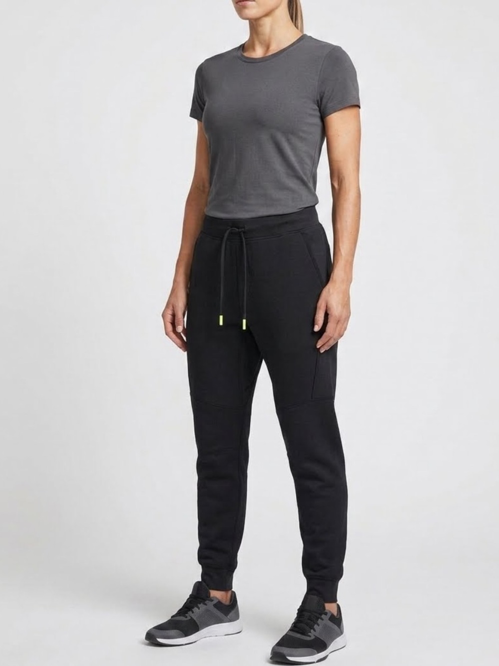 Title Nine Black Jogger Sweatpants with Yellow Drawstring Tips Size M